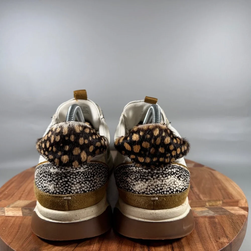 Madewell MWL Court‎ Sneakers White Animal Print Calf Hair Womens 11 Mens 9.5